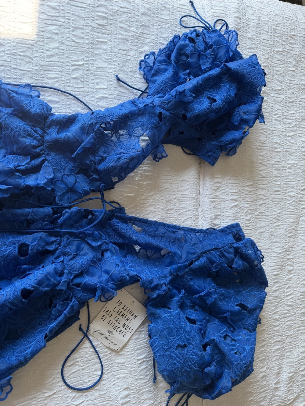 Brand new w tags For Love & Lemons Serena Blue Mini dress Small - Picture 4 of 10